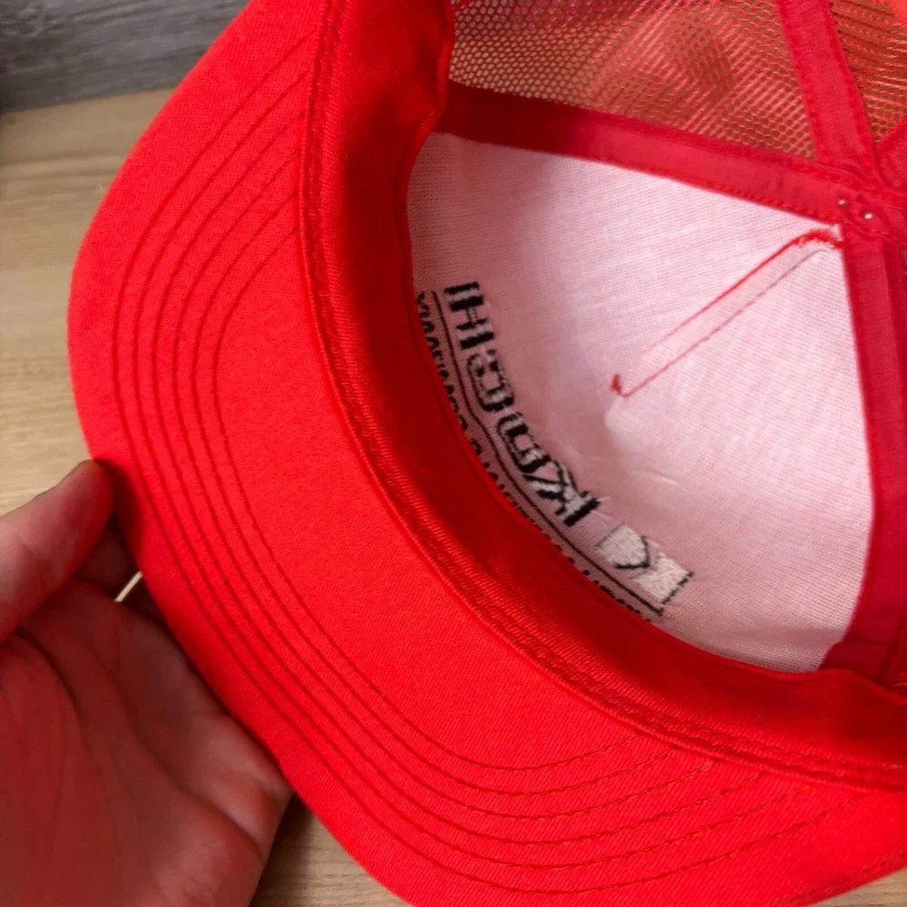 Vintage Koch Hat Cap Snapback Red Orange Trucker‎ Material Company K Products